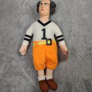 Three Stooges LARRY Football Player #1 Stuffed Plush Doll 10" Vtg 1999 Pre Owned